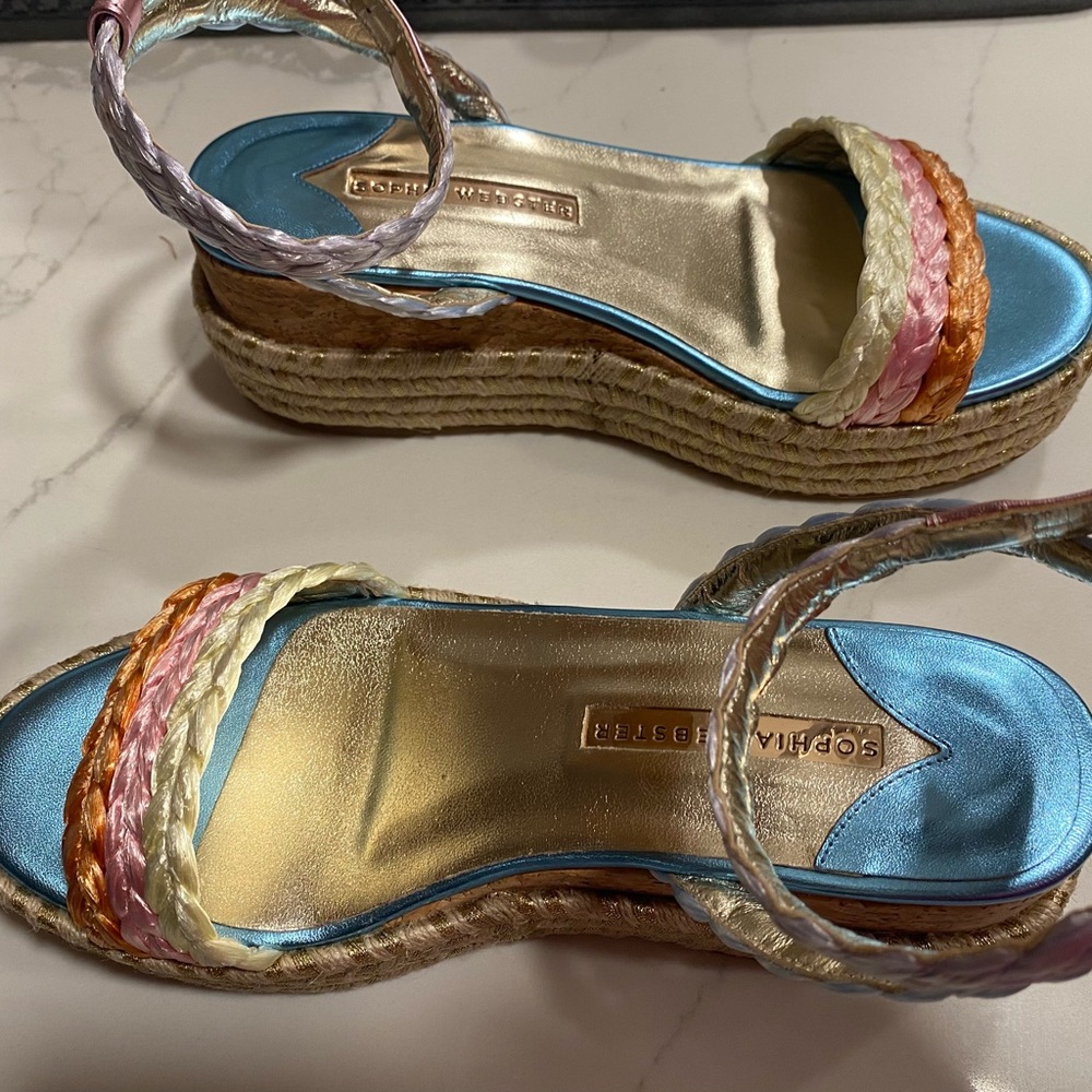 Sophia Webster Wedges Heels Ines Espadrille Metallic Cork Shoes 8 - Picture 11 of 12